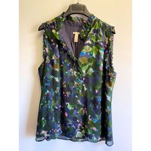 J. Crew Silk sleeveless watercolor blouse size 16